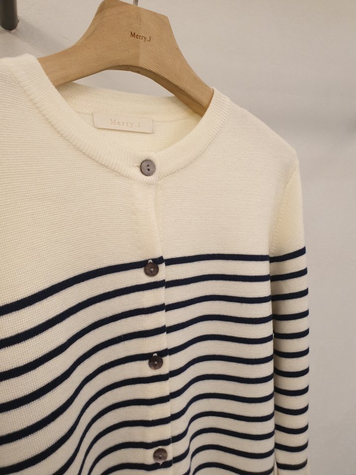 Merry J - Korean Women Fashion - #restrostyle - Molta Wool Stripe Cardigan - 4