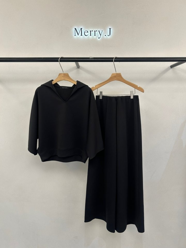 Merry J - Korean Women Fashion - #thelittlethings - Day Collar Top Pants Set - 2