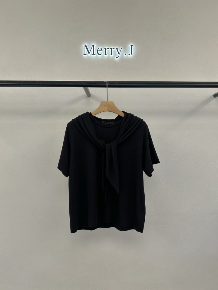 Merry J - Korean Women Fashion - #vintageinspired - Lohas Scarf Tee - 4