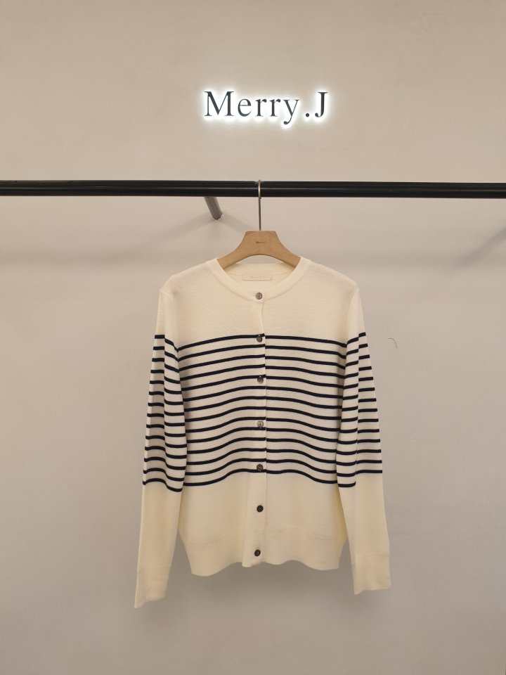 Merry J - Korean Women Fashion - #vintagekidsstyle - Molta Wool Stripe Cardigan
