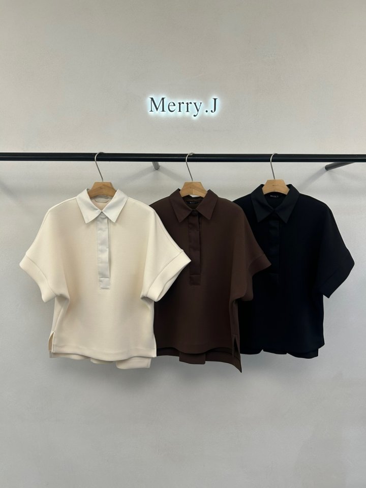 Merry J - Korean Women Fashion - #momslook - Cushion Collar Top Bottom Set - 4