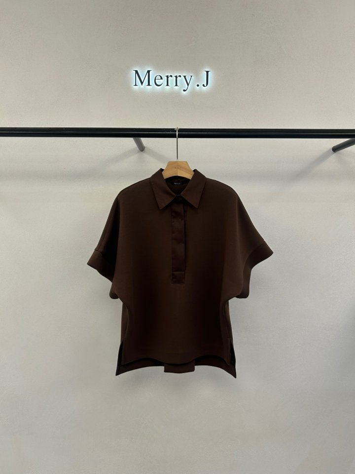 Merry J - Korean Women Fashion - #womensfashion - Cushion Collar Top Bottom Set - 6