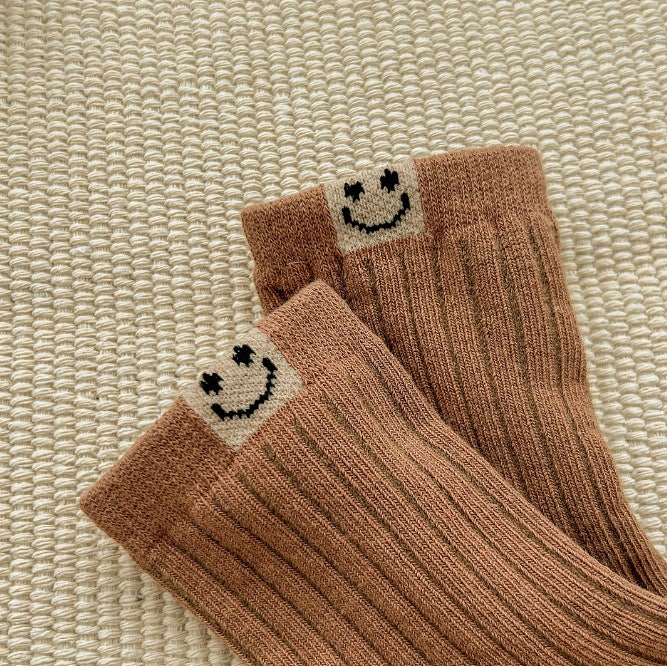 Miso - Korean Children Fashion - #Kfashion4kids - Brown Smile Socks Set (set of 5) - 3