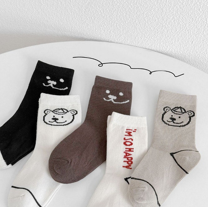 Miso - Korean Children Fashion - #Kfashion4kids - Hat Bear Socks Set (set of 5)