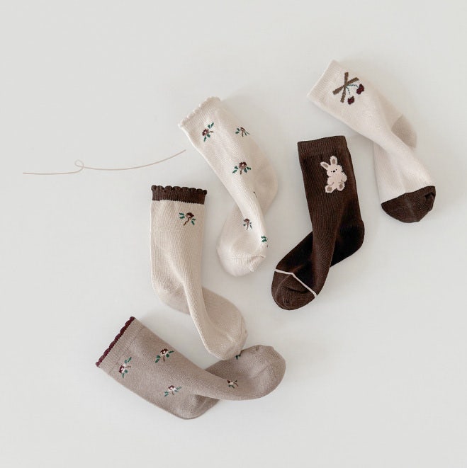 Miso - Korean Children Fashion - #childofig - Flower Bunny Socks Set (set of 5) - 12