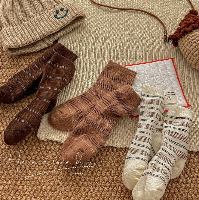 Miso - Korean Children Fashion - #childofig - Brown Smile Socks Set (set of 5) - 9