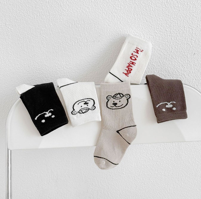Miso - Korean Children Fashion - #childofig - Hat Bear Socks Set (set of 5) - 7