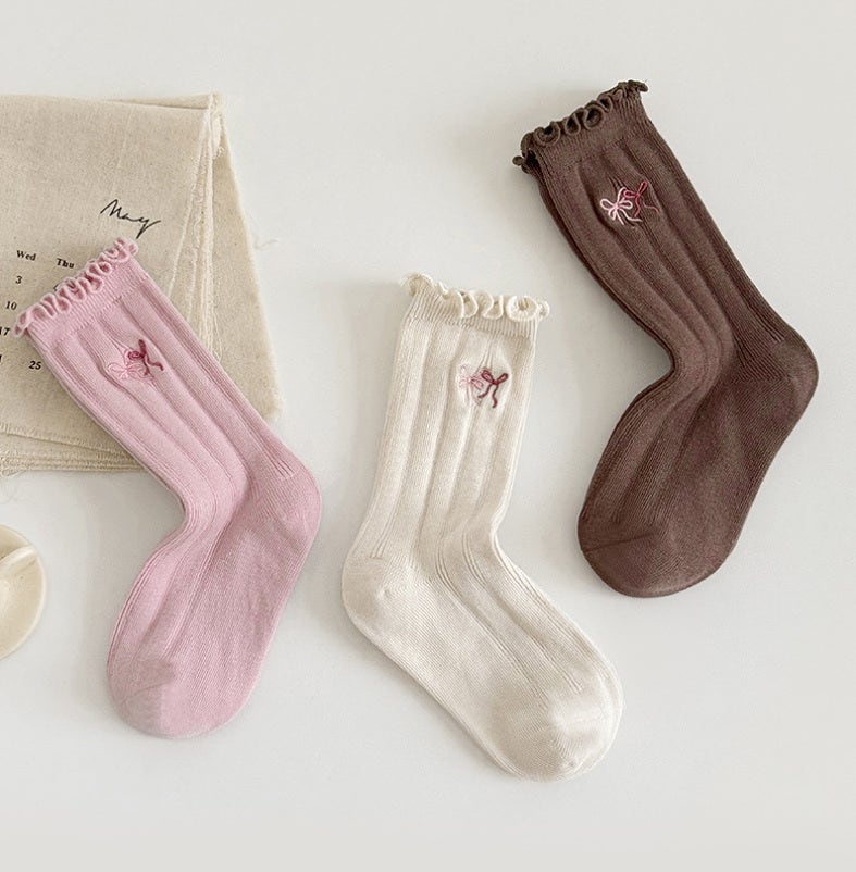 Miso - Korean Children Fashion - #childofig - Ribbon Socks (set of 3) - 5