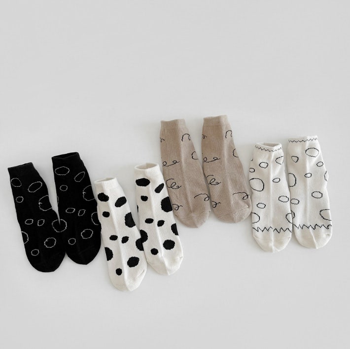 Miso - Korean Children Fashion - #childofig - Shapes Socks Set (set of 4) - 2