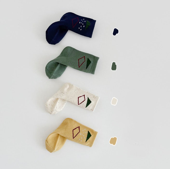 Miso - Korean Children Fashion - #childrensboutique - Triangle Square Socks Set (set of 4) - 12