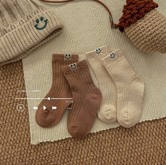 Miso - Korean Children Fashion - #childrensboutique - Brown Smile Socks Set (set of 5) - 10