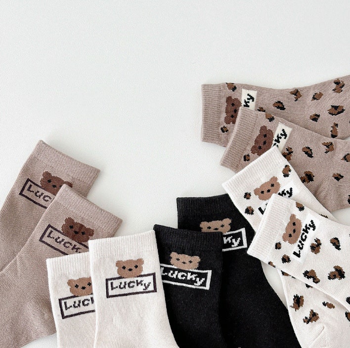 Miso - Korean Children Fashion - #childrensboutique - Leo Bear Socks Set (set of 5) - 6