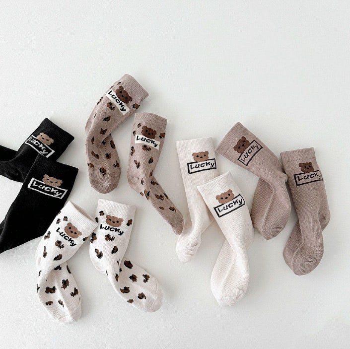 Miso - Korean Children Fashion - #discoveringself - Leo Bear Socks Set (set of 5) - 8