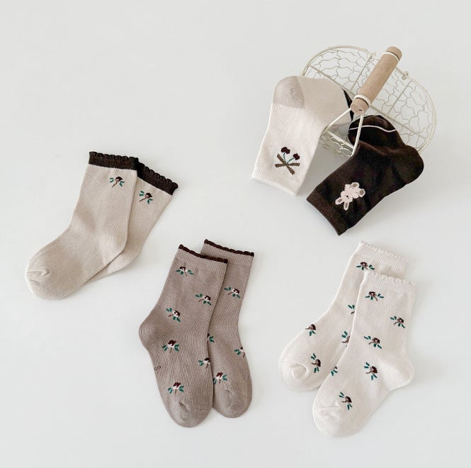 Miso - Korean Children Fashion - #fashionkids - Flower Bunny Socks Set (set of 5) - 2