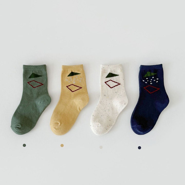 Miso - Korean Children Fashion - #fashionkids - Triangle Square Socks Set (set of 4)