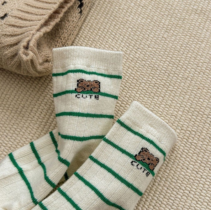 Miso - Korean Children Fashion - #fashionkids - Bear Happy Day Socks Set (set of 5) - 3