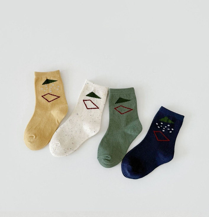 Miso - Korean Children Fashion - #kidsshorts - Triangle Square Socks Set (set of 4) - 2
