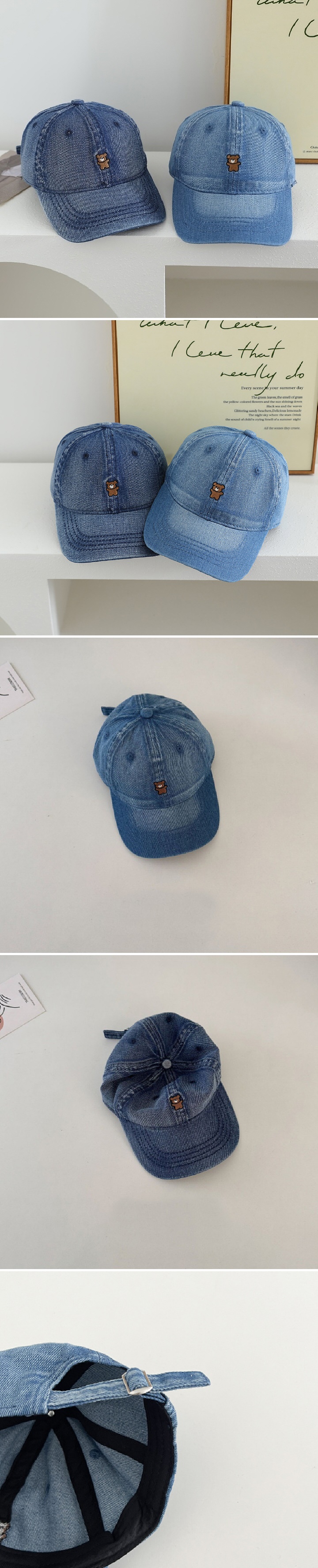 Miso - Korean Children Fashion - #kidsstore - Mini Bear Denim Cap Hat