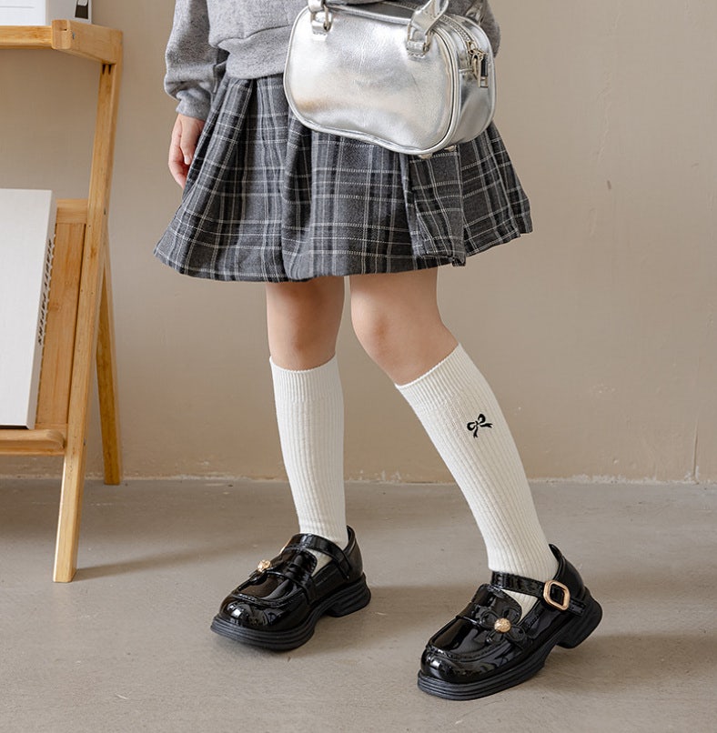 Miso - Korean Children Fashion - #kidsstore - Ribbed Ribbon Tights - 6