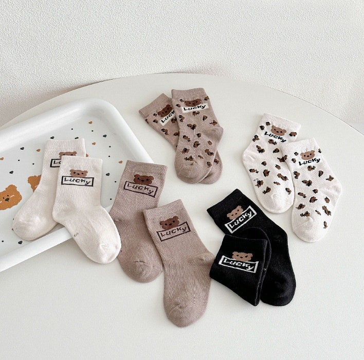Miso - Korean Children Fashion - #kidzfashiontrend - Leo Bear Socks Set (set of 5) - 12