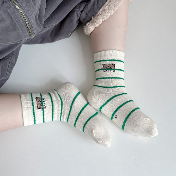 Miso - Korean Children Fashion - #kidzfashiontrend - Bear Happy Day Socks Set (set of 5) - 6