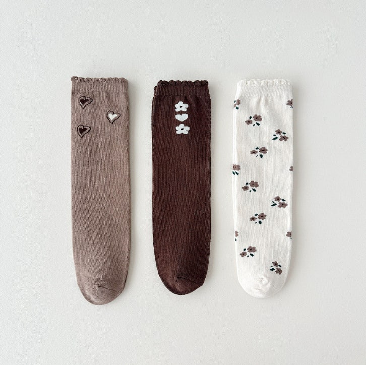 Miso - Korean Children Fashion - #kidzfashiontrend - Heart Flower Half Set (set of 3)