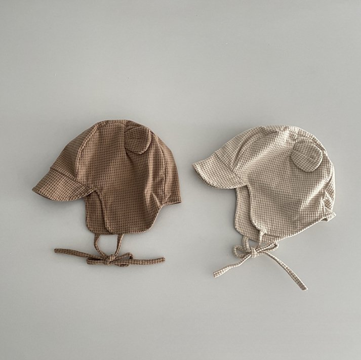 Miso - Korean Children Fashion - #littlefashionista - Check Bear Ear Hat