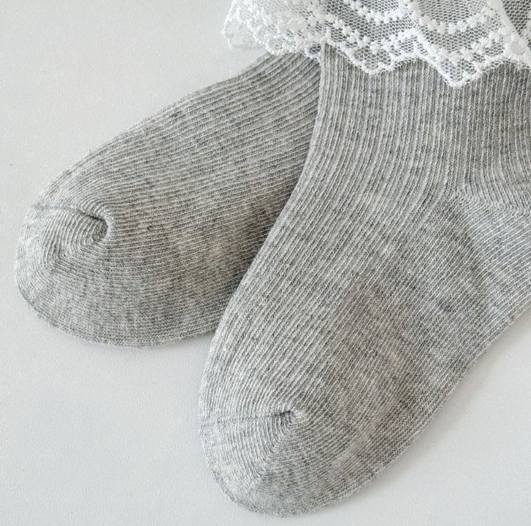 Miso - Korean Children Fashion - #littlefashionista - Blue Lace Ribbon Socks Set (set of 3) - 5