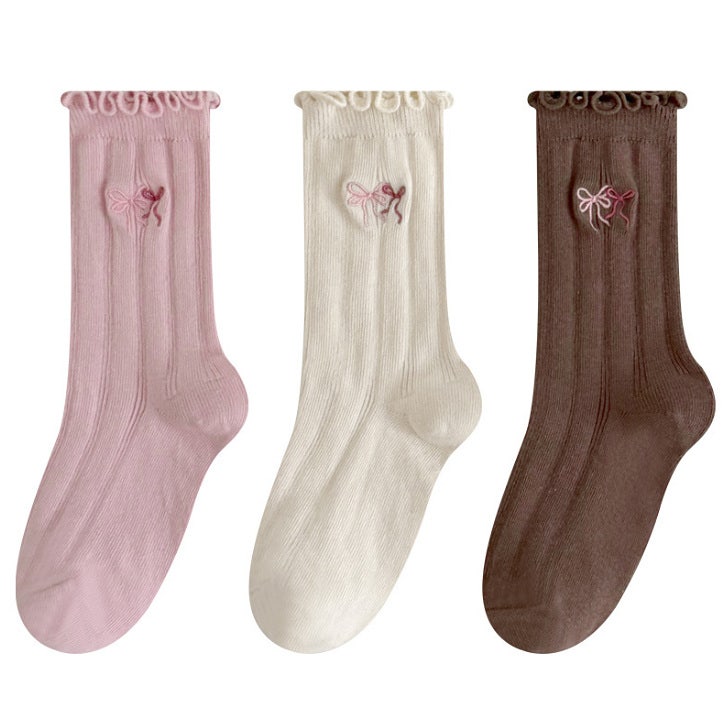 Miso - Korean Children Fashion - #littlefashionista - Ribbon Socks (set of 3)