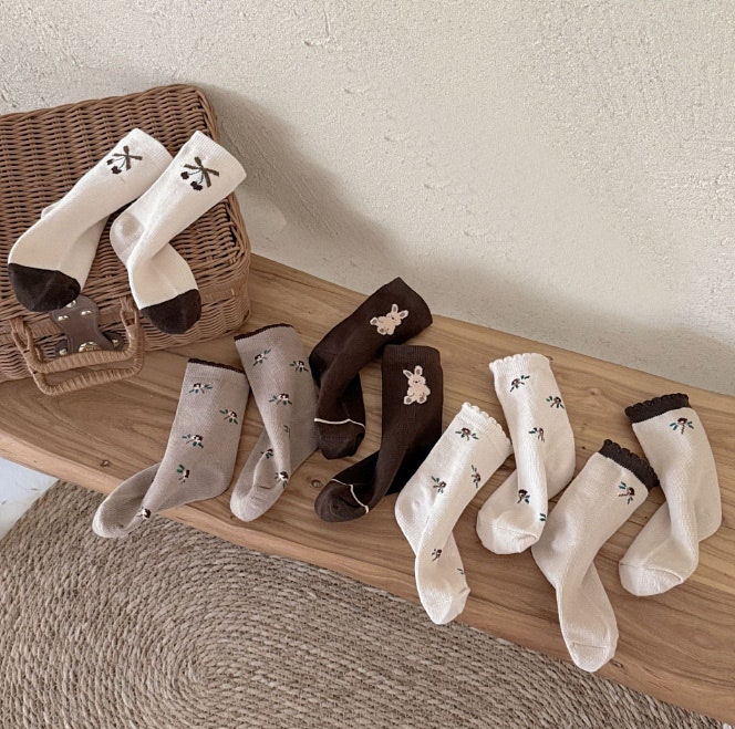 Miso - Korean Children Fashion - #magicofchildhood - Flower Bunny Socks Set (set of 5) - 8