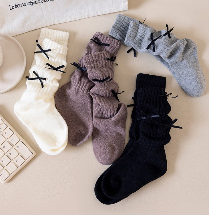 Miso - Korean Children Fashion - #minifashionista - Ribbon Warmer Socks - 10