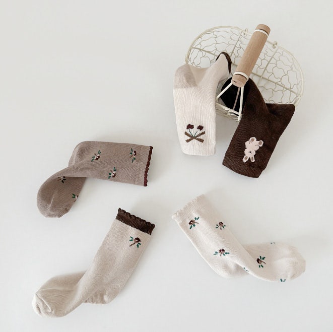 Miso - Korean Children Fashion - #minifashionista - Flower Bunny Socks Set (set of 5) - 9