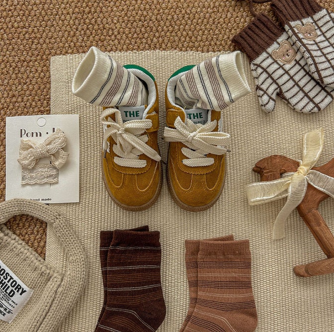 Miso - Korean Children Fashion - #minifashionista - Brown Smile Socks Set (set of 5) - 6