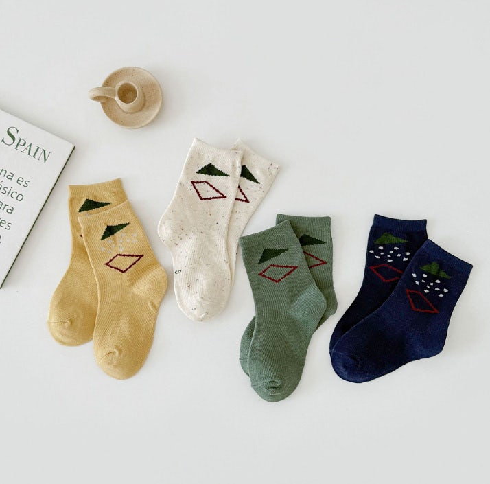 Miso - Korean Children Fashion - #prettylittlegirls - Triangle Square Socks Set (set of 4) - 9