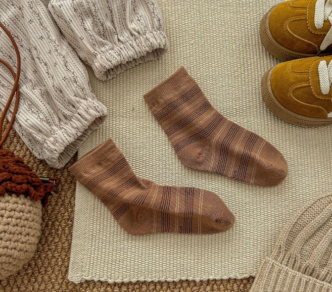 Miso - Korean Children Fashion - #prettylittlegirls - Brown Smile Socks Set (set of 5) - 7