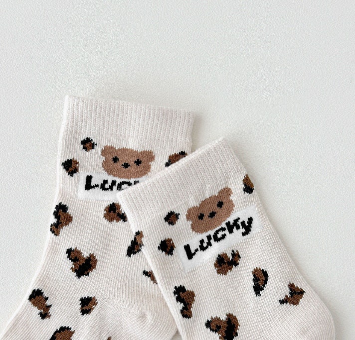 Miso - Korean Children Fashion - #prettylittlegirls - Leo Bear Socks Set (set of 5) - 3