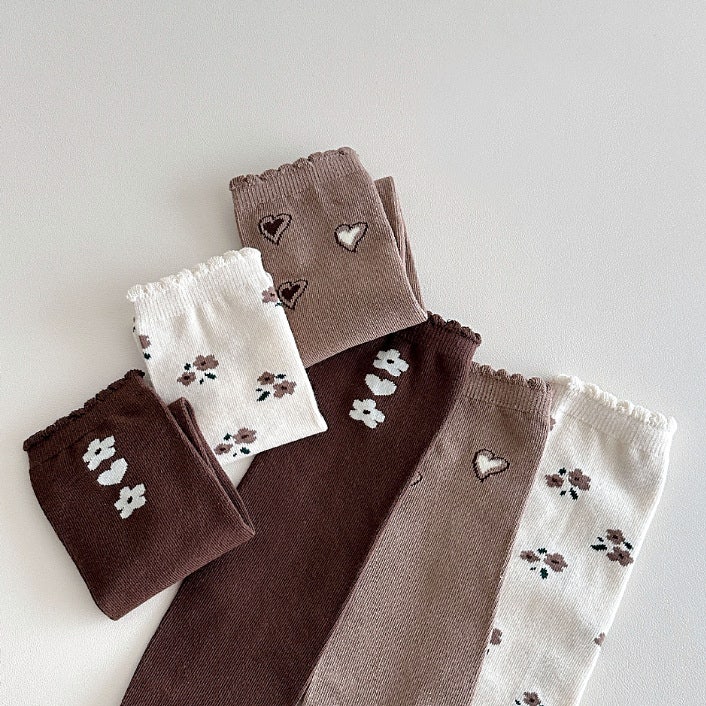 Miso - Korean Children Fashion - #toddlerclothing - Heart Flower Half Set (set of 3) - 8