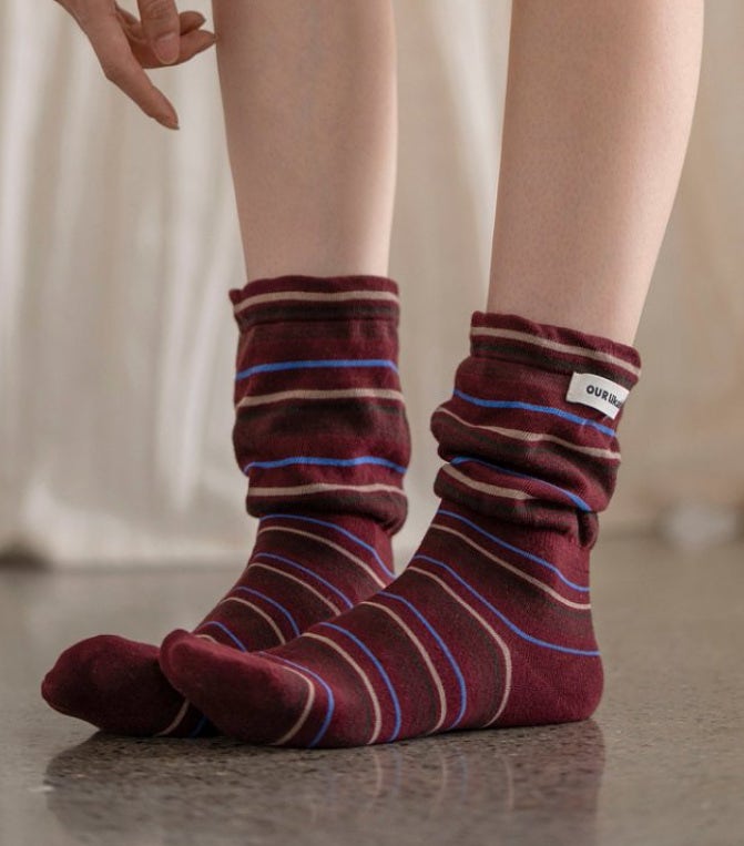Miso - Korean Women Fashion - #momslook - Striped Warmer Socks - 8