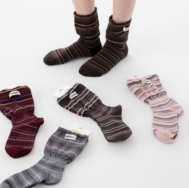 Miso - Korean Women Fashion - #restrostyle - Striped Warmer Socks