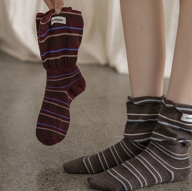 Miso - Korean Women Fashion - #romanticstyle - Striped Warmer Socks - 2