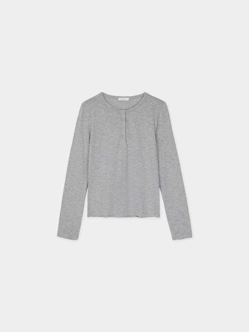 Moani - Korean Women Fashion - #momslook - Henley Neck Long Sleeve Tee - 6