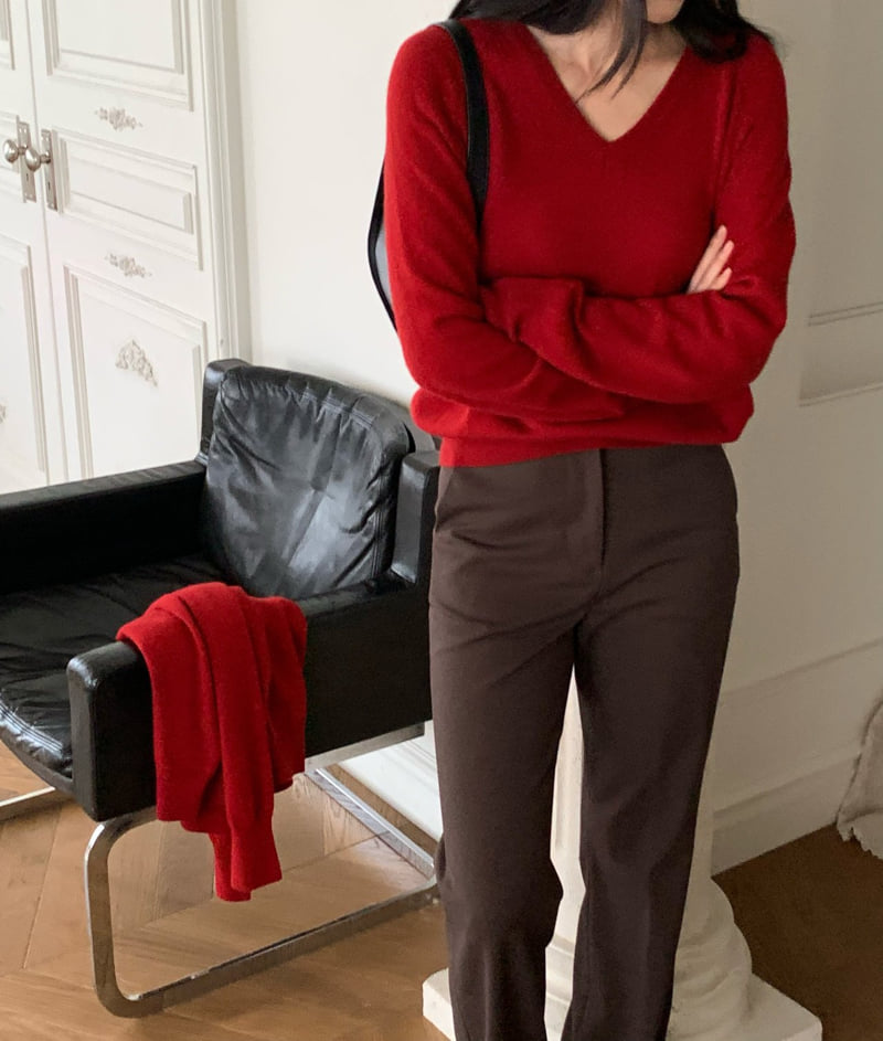 Moani - Korean Women Fashion - #momslook - V-neck Wool Cashmere Knit Pullover - 6