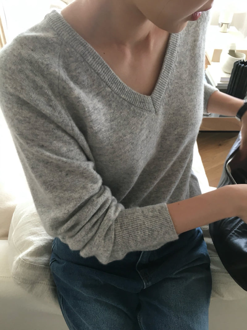 Moani - Korean Women Fashion - #momslook - V-neck Wool Cashmere Knit Pullover - 8