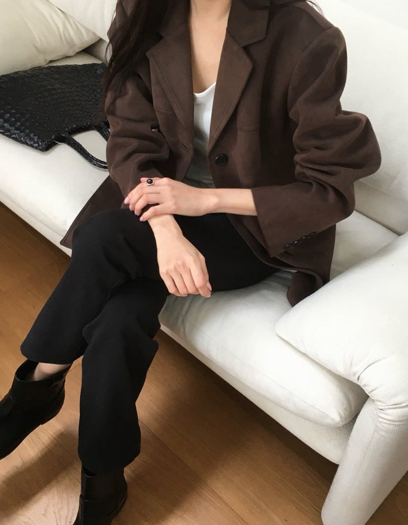 Moani - Korean Women Fashion - #momslook - French Suede Oversized Jacket - 11