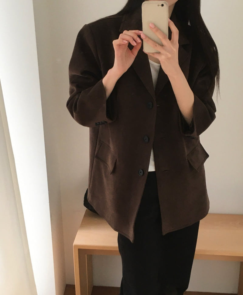 Moani - Korean Women Fashion - #momslook - French Suede Oversized Jacket - 7