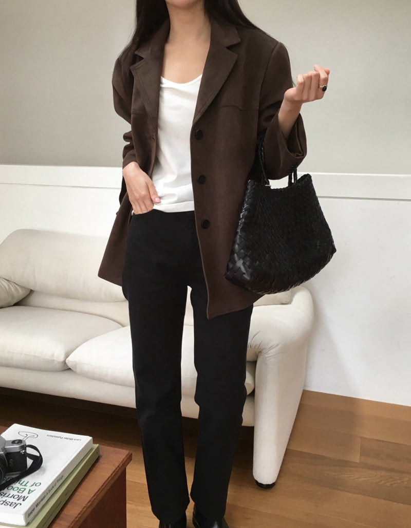 Moani - Korean Women Fashion - #momslook - French Suede Oversized Jacket - 9