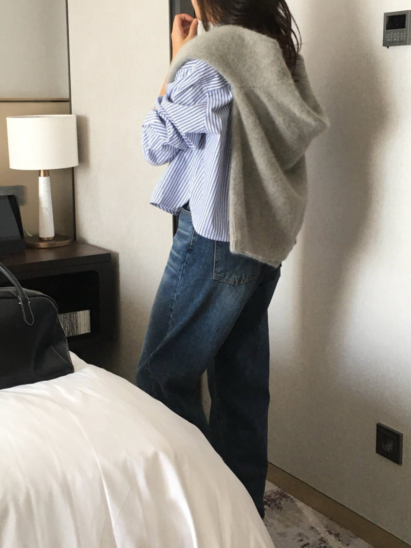Moani - Korean Women Fashion - #momslook - French Striped Crop Shirt - 12