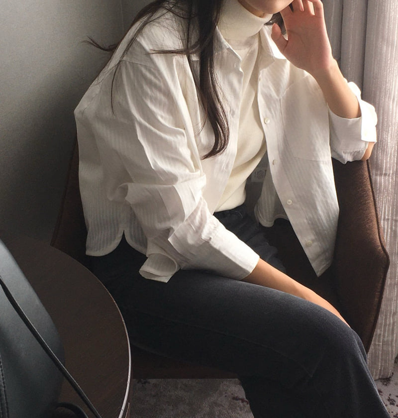 Moani - Korean Women Fashion - #momslook - French Striped Crop Shirt - 6