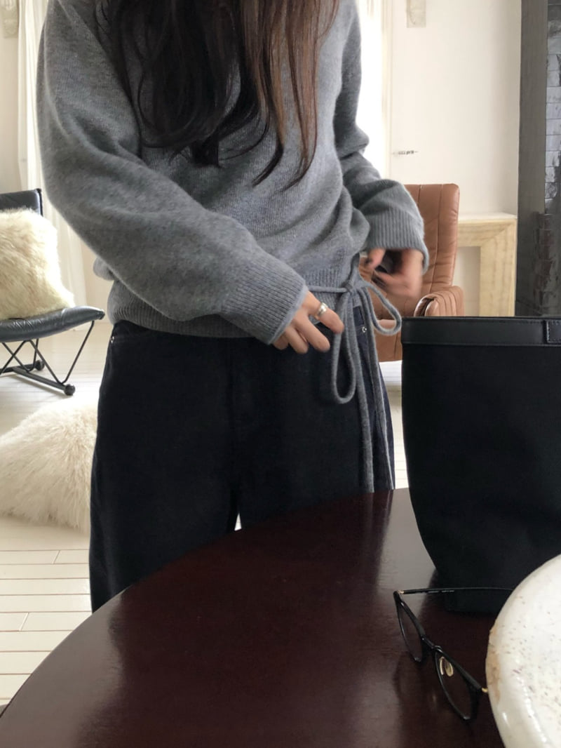 Moani - Korean Women Fashion - #momslook - Wool Cashmere V-neck Robe Knit - 6