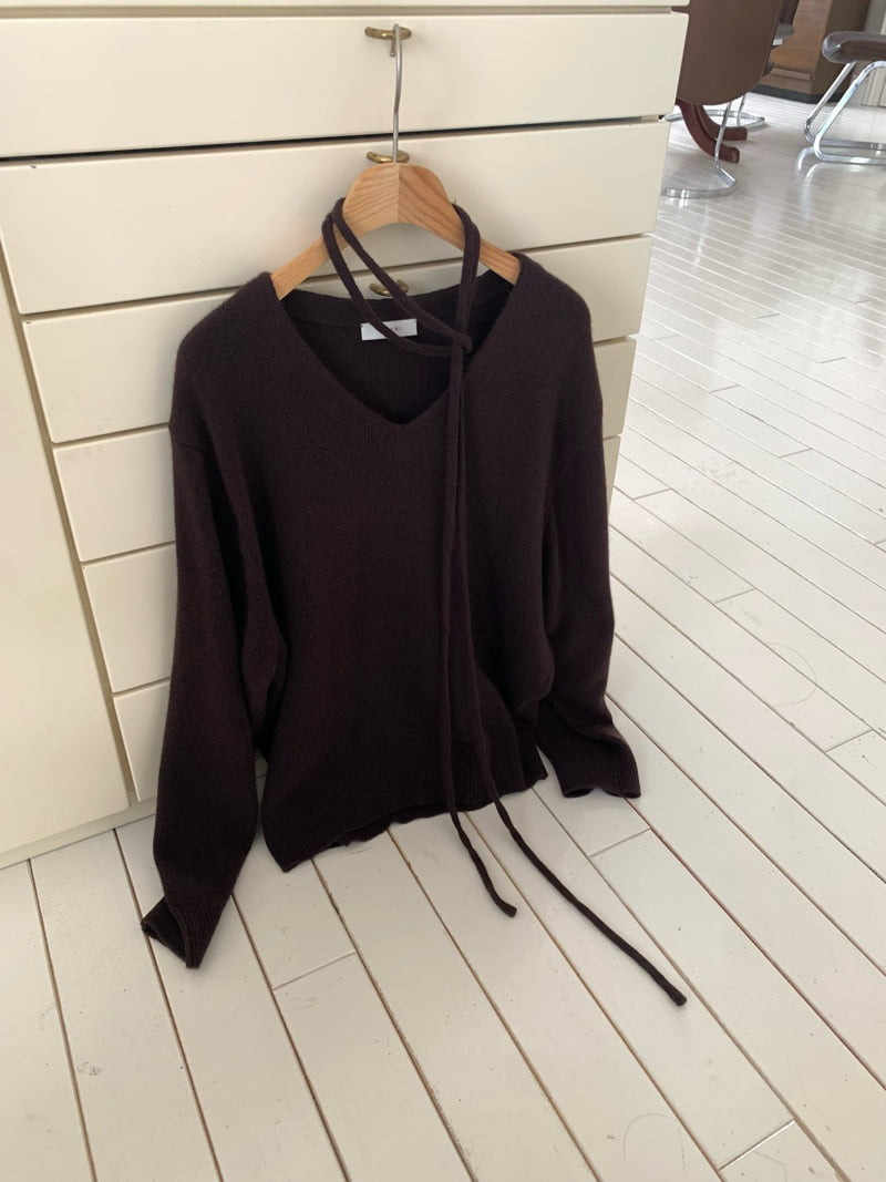 Moani - Korean Women Fashion - #momslook - Wool Cashmere V-neck Robe Knit - 7